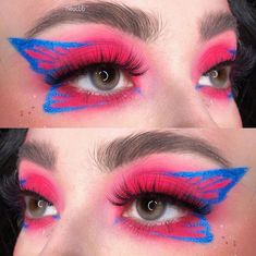 Creative Eye Makeup Art, Fantasy Makeup Looks, Butterfly Eye Makeup, Natural Dramatic, Kim Makeup, Holographic Color, Animal Makeup, Makeup Drawing