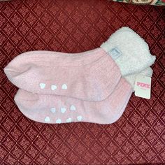 Nwt Fuzzy Socks Lined On The Inside So They Keep Your Feet Super Warm Super Soft Fluffy Socks Little Heart Shaped Grips On The Bottom Of Socks Small Black Marking On Bottom Pictured In 4th Photo Comfy Warm Pink Socks, Comfy White Socks For Loungewear, Comfy Pink Socks For Stocking Stuffers, Comfy Snug Pink Socks, Soft Pink Indoor Socks, Casual Warm Pink Socks, Comfortable Soft Pink Socks, Cozy Non-slip Socks For Indoor Use, Cozy Non-slip Indoor Socks