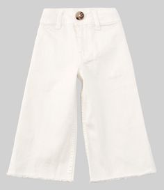 From A Loves A&#x2C; these pants feature:SolidFront button/zip5 pocket stylingFrayed hemFull lengthCotton/spandexMachine wash/tumble dryImported. Toddler Bottoms, Wide Leg Denim Pants, Kids Pants, Wide Leg Denim, Jean Leggings, Dillard's, Toddler Outfits, Denim Pants, Baby Clothes