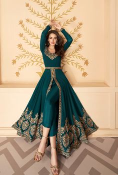 Designer Georgette Anarkali Suit Stitching Option - We will email you the measurement guide to confirm your size. FABRIC: Georgette and Dull Santoon with inner DUPPATA FABRIC: Georgette COLOR: Sea Green WORK: Embroidery SIZE: Can be stitched up-to 48" inches The product will be shipped within 1 - 2 weeks from the date of purchase. Product is returnable if un-Stitched This product qualifies for free shipping For any Rush/Urgent orders please email us at customercare@desiroyale.com We will try our Partywear Suits Designs, Partywear Suits, Suit Pakistani, Designer Anarkali Dresses, Bollywood Party, Lengha Choli, Suits Dress, Salwar Kamiz, Chique Outfits