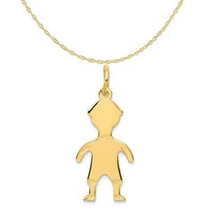 Carat in Karats 14K Yellow Gold .011 Depth Engravable Boy Pendant Charm (25mm x 10mm) With 10K Yellow Gold Lightweight Rope Chain Necklace 18'' Gender: unisex.  Age Group: adult. Tarnish-resistant Yellow Gold Necklace For Keepsake, Yellow Gold-plated Necklace For Keepsake, Personalized Yellow Gold Charms, 14k Gold Filled, 14k Yellow Gold Tarnish-resistant Charms, Kid Pendant, Yellow Gold Tarnish-resistant Dog Tag Necklace, 18k Gold Chain, Yellow Necklace, Rope Chain Necklace