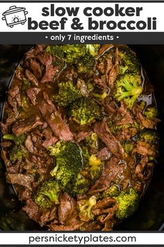 slow cooker beef and broccoli with text overlay