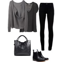 feryfery | Minimal + Chic | @CO DE + / F_ORM Urban Gray Jeans With Pockets, Gray Cotton Jeans, Boots Outfit Ankle, Looks Black, Simple Shirts, Komplette Outfits