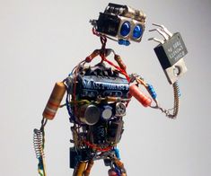 Found Object Sculpture, Electronic Gifts For Men, Object Sculpture, E Waste, Diy Robot, Found Object Art