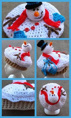 crocheted snowman hat and diaper set