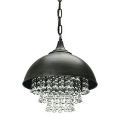 a black light fixture with crystal drops hanging from it's side, on a white background