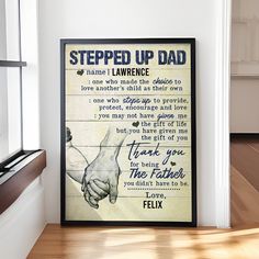 a father's hand holding his daughter's hand poster in the corner of a room