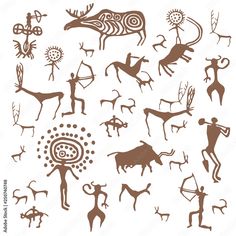 an image of native art in brown and white