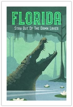 florida stay out of the damn lakes book cover with an alligator in water and trees