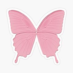 a pink butterfly shaped sticker on a white background with the shape of a butterfly's wings