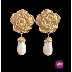 Beautifully Crafted Rose And Dangling Rose Earrings. The Pair Are In Perfect Vintage Condition. The Earrings Were Exclusively Made For Avon In 1994 And Are Stamped. The Rose And Pearl Earrings Are Rare To Find. More Details: Name: Summerset Made: 1994 Large Goldtone Rosettes With Dangling Faux Pearl Drops Surgical Steel Posts With Plastic Cover Measurements: 2.25" Long Pearl Drop - 1" Inches The Rosettes Are 1 1/4" We Lost The Original Avon Box. The Earrings Have Never Been Worn100% Guaranteed. Rose And Pearl, Avon Jewelry, Plastic Cover, Classic Fashion, Large Earrings, Rose Earrings, Online Earrings, Cream And Gold, Gorgeous Earrings