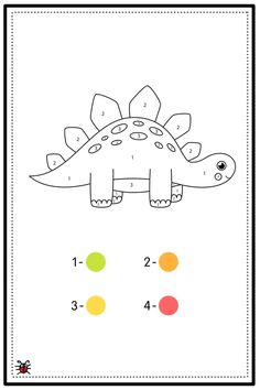 a coloring book with an image of a dinosaur in the middle and numbers on it