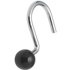 a metal hook with a black ball on it