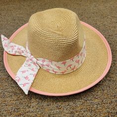 New Without Tags Girl's Sunny Dayz 2 Tone Safari Hat With Pink Trim And Attached Sewn On Tie With Cream And Pink Flaminos. Crown: 54 Cm Brim Size: 2.75" Never Worn. Received As A Gift But Too Small. Appropriate For Ages 5-9 Years Depending On Size Of Head. Lightweight. Sun Protection. Cute Sun Hat With Upf 50+ For Vacation, Pink Fedora Straw Hat For Summer, Pink Spring Hat With Upf 50+, Casual Pink Sun Hat For Summer, Upf 50+ Pink Straw Hat, Pink Sun Hat One Size Fits Most For Summer, Cute Spring Sun Hat With Upf 50+, Pink Fun Sun Hat For Beach Season, Trendy Pink Sun Hat For Beach Season