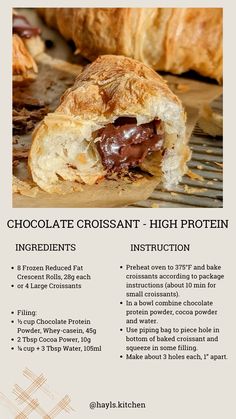 chocolate croissant - high protein instructions