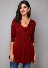 Wine Red Cowl Neck Long Sleeve T Shirt | Rotita.com - USD $19.99#Fashion #Jumpsuit #Dresses #Rompers #Shirts #Blouses #dresses #dressSexy #Tops #shortdress #fashion #stylish #womanfashion #womanoutfits #woman #clothes #beautiful #beauty #outfit #fashionoutfits #stylish #womensfashion #womanwear #womanoutfits #design #model #trendy #beautiful #cute #dress #girls #fashioneditorial #style #woman #Fashionoutfits #MiniSkirts Red Clothing, Black Men Fashion Casual, Tops Trendy, Shirt Streetwear, Cowl Neck Long Sleeve