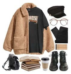 "Monday Morning" by brigi-bodoki ❤ liked on Polyvore featuring H&M, Harley-Davidson, River Island, Dr. Martens and Marc by Marc Jacobs 가을 패션, Looks Vintage, Polyvore Outfits, Retro Outfits, Outfits Casuales, School Outfits, Comfy Outfits, Cute Casual Outfits, Simple Outfits