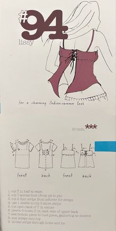 an instruction manual for how to sew a top with sleeves and collars, from the front