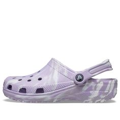 Crocs Classic Purple Sandals Marble Crocs, Classic Crocs, Purple Sandals, Olivia Grace, Model Shoes, Purple Marble, Designer Slippers, Slides Women