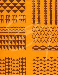 an orange background with black and white designs on the bottom half of each design,