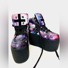 Brand New In Box Never Worn, Purchased In 2014, They Are Unfortunately Too Small. Unif Size 6 Galaxy Cross, Cross Trainer, Christmas Treats, Platform Boots, Purple Black, Purple And Black, Birthday Invitations, Size 7, Size 6