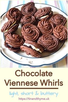 chocolate vietnamese whirls on a plate with text overlay