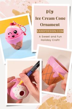 Create a charming ice cream cone ornament with our easy step-by-step tutorial! This fun holiday craft adds a sweet touch to your tree, perfect for celebrating the season with a playful twist. Diy Ice Cream Cone, Holiday Crafts Easter, Fun Holiday Crafts, Printable Htv, Diy Ice Cream, Holiday Craft, Infusible Ink, Paint Marker