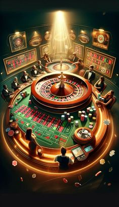 a casino roule with people sitting around it