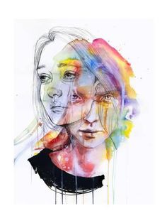 two women's faces with different colors and shapes