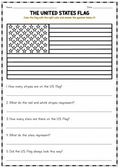 the united states flag worksheet is shown in this printable activity for kids