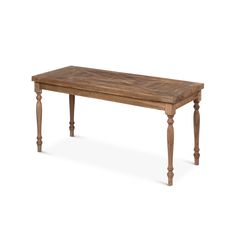 a wooden table with two legs and a wood top on an isolated white background,