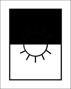 a black and white square with the sun in it's center, on a plain background