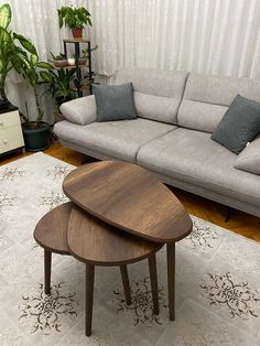 a living room with two couches and a coffee table on the floor in front of it