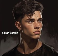 a painting of a young man with the caption, killan caron on his face