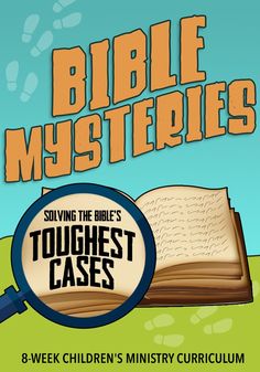 a book with a magnifying glass in front of it and the title bible mysteries