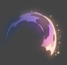 the silhouette of a person in front of a purple and blue moon with stars on it