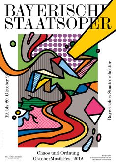 a poster with an abstract design on the front and back cover, which reads bayersch stattsoperr