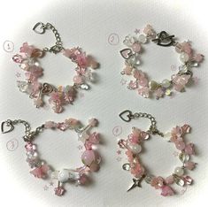 Cute Pink Aesthetic, Bracelet Aesthetic, Bracelet Cute, Diy Jewelry Unique, Diy Bracelet Designs, Beads Bracelet Design