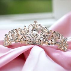 Crowns For Quinceanera, Fairytale Ball, Gem Hair, Rose Gold Tiara, Princess Fairytale, Pageant Crowns, Ray Of Light, Gold Tiara, Quince Hairstyles