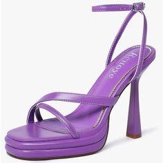 These Pretty Lilac Purple Sandals Have A 1 Inch Platform And 4.5 Inch Heel. Padded Insole. Wrap Around Ankle Strap. Size 9.5. Na329. Nude Pumps Shoes, Purple Sandals, Women Platform Sandals, Mid Heel Sandals, Strappy High Heels, Black Stilettos, Platform Stilettos, Wedge Ankle Boots, Madden Girl Shoes