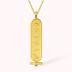 [From Designer]:In Egyptian hieroglyphics, a cartouche is an oval framed plate with a line at the bottom on which is written the name of the royal family. If the name is appropriate, the torus will be read vertically. In addition to this, it can also be read horizontally. At that time, only the pharaohs of ancient Egypt would wear swirls. The vortex symbolizes protection from evil and good luck. It is believed that the frame of the pendant protects the person whose name is written on the swirl f Egypt Necklace, Cartouche Necklace, Ancient Egypt Pharaohs, Protection From Evil, Christmas Gift For Family, Necklace Length Guide, Egyptian Hieroglyphics, Platinum Rose Gold, Necklace Chain Lengths