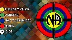 an image of a colorful target with words in spanish