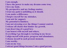 affirmations self love motivation Healing Affirmations, I Am Affirmations, Self Care Bullet Journal, Love My Body, Abundance Affirmations, Daily Positive Affirmations, Prayers For Healing, Law Of Attraction Affirmations, My Dream Came True