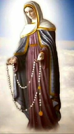 an image of the virgin mary holding a rosary