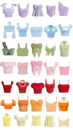 Outfits With Halter Tops, Yellow Halter Top Outfit, Orange Tops Outfit, Orange Halter Top Outfit, Orange Top Outfit Aesthetic, Pink And Orange Dress Outfit, Cute Halter Tops, Blue And Green Clothes, Pink Summer Fits