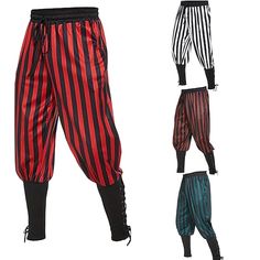 men's striped pants with black and red stripes