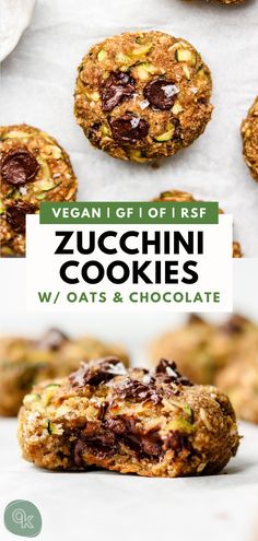 vegan gluf of irish zucchini cookies with oats and chocolate