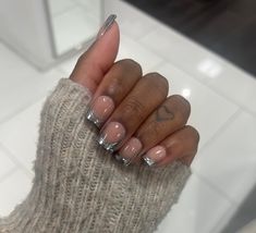 Tip Chrome Nails, French Tip Chrome Nails, French Tip Chrome, Chrome French Tip Nails, Chrome French Tip, Chrome French, Nails French Tip, Chrome Nail Art, Retro Nails