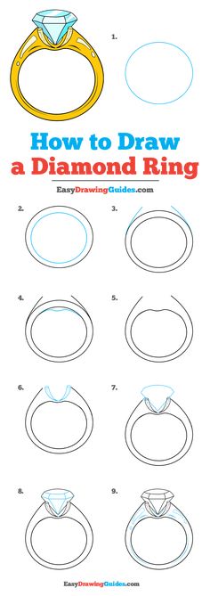 how to draw a diamond ring with step by step instructions for kids and beginners