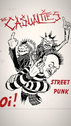 the exaluities street punk sticker on a white wall with red lettering